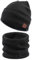 OZERO 2 in 1 Winter Warm Beanie Hut Schal Set, Strick Thermal Polar Fleece für Männer und Frauen Schwarz/Einheitsgröße