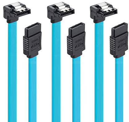 Herfair 3x 50cm SATA III Cable - 6 GBit/s - Blue - Connects HDD, SSD, DVD/BluRay Drives