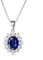 SNORSO Collier Femme Argent 925 Pendentif Saphir Ovale Style Princesse Diana William Kate