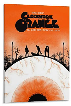 Poster mit Uhrwerk, Orange, Kunstposter und Wandkunst, modernes Familienschlafzimmerdekor, Poster, 30 x 45 cm