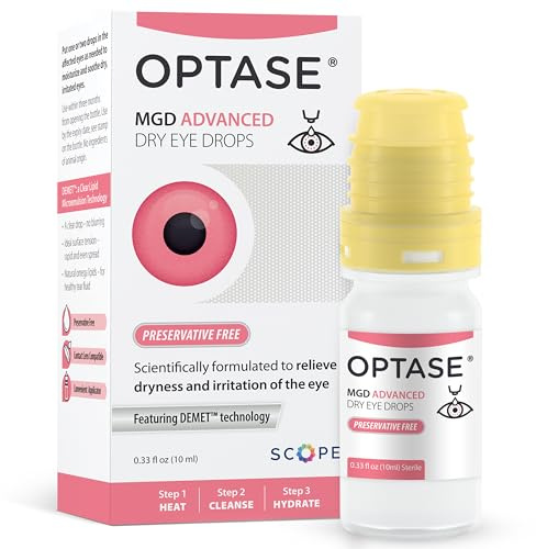 Optase MGD Advanced Dry Eye Drops, 0.33 fl oz - Lipid-Containing Preservative Free Eye Drops for Dry Eyes - Visually Clear Artificial Tears - Contact Lens Compatible - Multidose Bottle with 300 Doses
