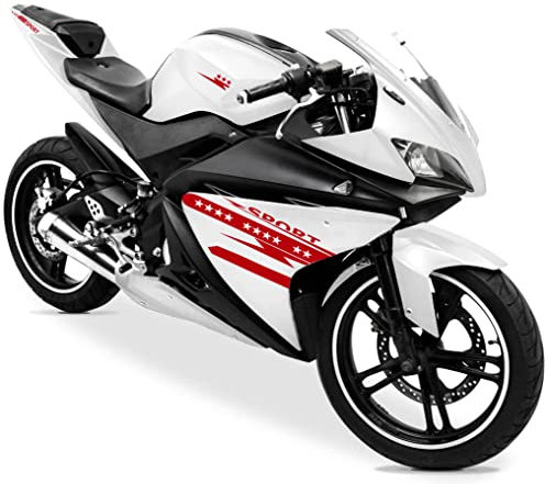 DualColorStampe Aufkleber kompatibel mit Yamaha YZF-R125 R125 (DX-SX) Carena Motorrad Decal Sticker Design Sport Star Sterne M0128 (Rot)