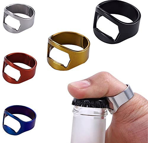 YUTOU 5er-Set Flaschenöffner Ring, Edelstahl, 22mm, Tragbar, Party, Geschenk