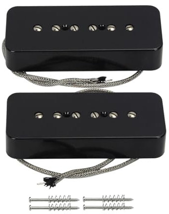 FLEOR Alnico 5 P90 Seifenstück Single-Coil-Tonabnehmer-Set für LP E-Gitarre, schwarz