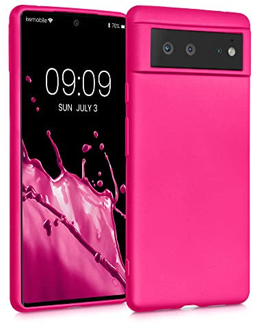 kwmobile Case kompatibel mit Google Pixel 6 Hülle - Schutzhülle aus Silikon metallisch schimmernd - Handyhülle Metallic Pink