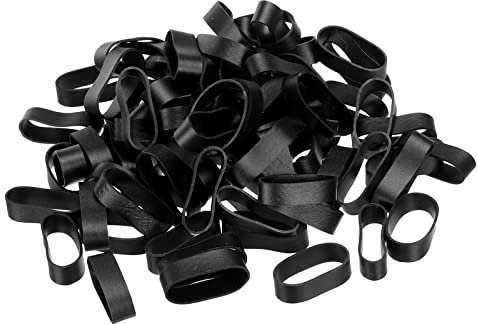 PATIKIL Silicone Rubber Bands Cable Ties 50pcs Non-slip 1 Flat Black for Cord Wrapping, Bag Wraps, Art