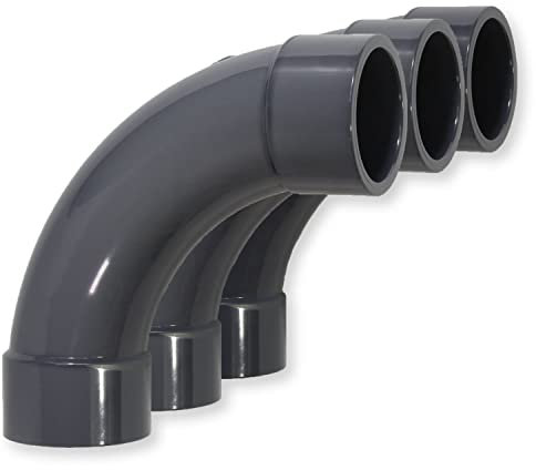 Paradies Pool PVC Fitting Bogen 90° Ø 50mm mit Klebemuffen, PVC-U Muffe Rohrverbinder Rohr Schlauch Klebefitting zum verkleben, Qualität aus Europa, Menge: 3 Stück