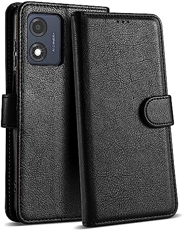 Case Collection for Motorola Moto E13 Case - Leather Folio Flip Kickstand Shockproof Cover with RFID Blocking Card Slots Wallet for Motorola E13 Phone Case Black