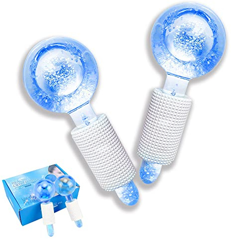 Smasener Ice Globes for Facials, Ice Globes, 2PCS Facial Ice Globes, Cooling Globes, Globes für Gesicht, Hals & Augen, Straffung der Haut, Reduzierung von Puffy und Falten(Als Paar verpackt, Blau)