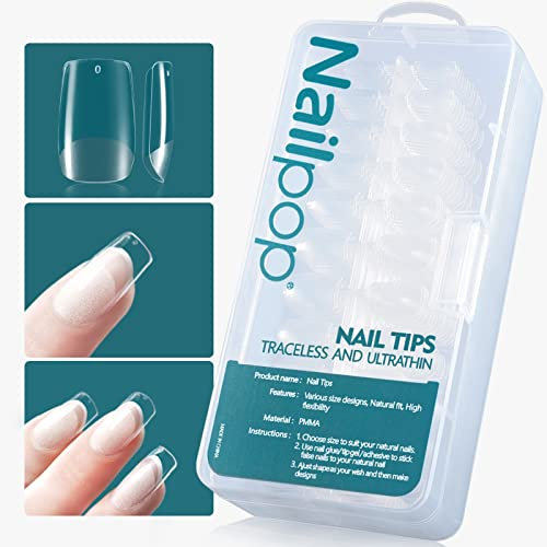 Nailpop 600 Pièces/Boîte XS Faux Ongles Ultra-Court Carré, Semi Givré Capsules Americaine Ongles, Américaine Ongles Pose, Débutant, Convient Pour Vivre et Travailler