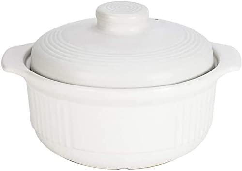 UZOURI Japanese-Style Ceramic Hot Pot Casserole Donabe Clay Casserole Pot Terracotta Stew Pot Ceramic Casserole Clay Cooking Pot(Size:3L)