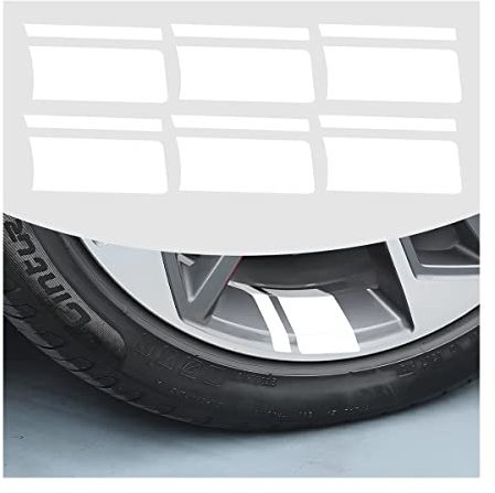 CGEAMDY 6 Stück Autorad Reflektierende Aufkleber, Auto Styling Auto Reifen Felge Dekoration Zubehör, Auto Selbstklebende Aufkleber DIY Motorrad Rad Aufkleber(Weiß)