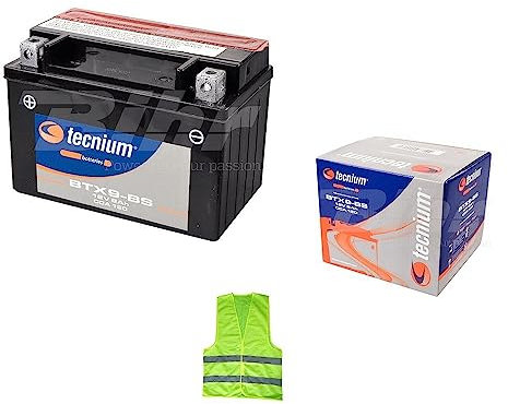 Compatible avec Kawasaki 750 Z750 2011 Batterie YTX9-BS Technium BTX9-BS 8 ampères 12 volts prêtes à l'emploi et charge spécifique 150 x 87 x 105 mm