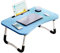 Holdfiturn Laptop Bed Table Laptop Tray Lap Tray Breakfast Foldable Bed Tray Portable Lap Table With Handle Cup Holder Notebook Stand for Bed and Sofa Reading Writing Working Blue