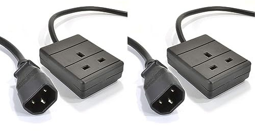 Pro Power PEL01257 IEC C14 Plug to 13A UK Socket Power Lead, 5 m (Pack of 2)