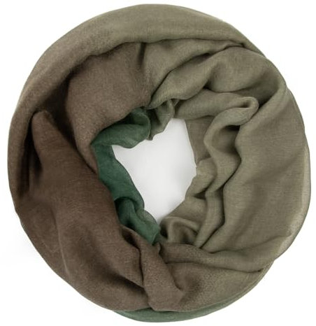 Gloop Damen schal leichter Langschal Loop Schlauchschal Tuch Viele Farben (Grau Grün Ohne Glitzer)