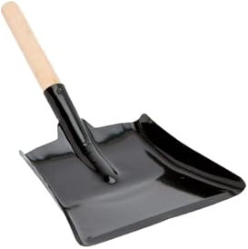 PEBBLE HUG Ash Shovel Muddy Hands Large Dustpan, Black Metal Steel Fireplace Coal Ash Shovel with Wooden Handle, Dustpan Or Coal Scoop, Sturdy Ash Dustpan (1PCS)