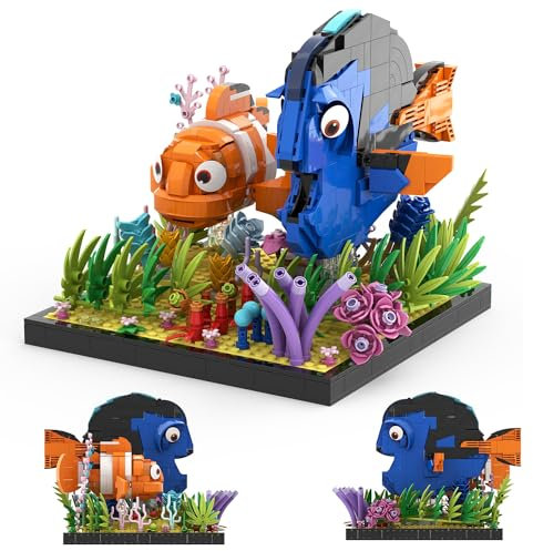 Tarcury Ozean Entdecker Bausatz - 886 Teile Aquarium Bausteine mit Doktorfisch, Clownfisch, Korallen & Wasserpflanzen, Lernspielzeug Aquarium Modell für Alle Altersgruppen