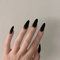JUSTOTRY 24 Stück Schwarz Nägel Zum Aufkleben Oval Kurz,Glossy French Press on Nails,Einfarbig Mandel Kunstnägel Fake Nails Mittel für Nails Art,Fingernägel zum Aufkleben für Frauen