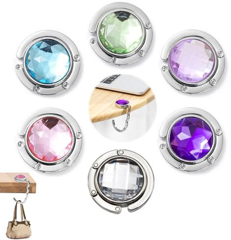 XIONGXIAOZHI 248G0109 Handbag Holder Set of 6, Foldable Table Hook, Zinc Metal, Multiple Colors, Non-slip Design, Multifunctional Accessory for Restaurants, Cafes, Bars, Offices