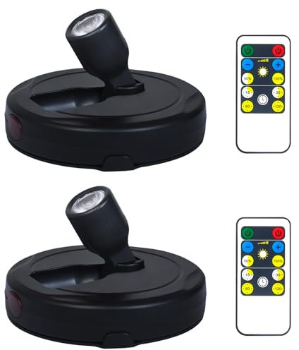 BERGUSTCH Battery Operated LED Spotlight, Picture Spot Lights, Indoor Uplights, Puck Lights with Remote, Plants Spotlight, Wall Display Lights for Paintings Dartboard Portrait Artwork