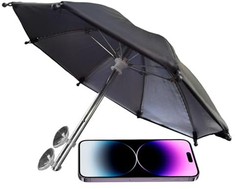 Lesunbak Cell Phone Sunshade Holder - Outdoor Sun Phone Umbrella Mobile Holder, Cell Phone Cute Sunshade, Car Navigation Shade Visor Anti-Glare Sun Shield (Black)