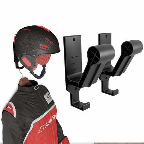 sciuU Helm Wandhalterung [2 Stück] – Helmhalterung Helmhalter Halterung Wand Rack mit Zubehörhaken – für Motorradhelm, Motorrad, Fahrrad, Skifahren, Skateboarden, Rugby, Sport Helme