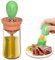 Dispensador con Pincel Silicona,3 en 1 Cristal 180 ml, Cepillo para Botella de Aceite de Cristal,Dispensador de Aceite Brocha,para Cocinar, Ensalada, Hornear, Barbacoa, Freidora Aire (Verde)
