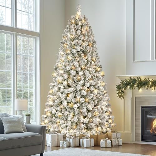 SHareconn 180cm Weihnachtsbaum KüNstlich mit Beleuchtung Led WeißEr Deko mit 8 Lichtmodi, 250 WarmweißE Lichter, Faltbarer StäNder, Schneezweigspitzen füR Die Partydekoration Im Homeoffice