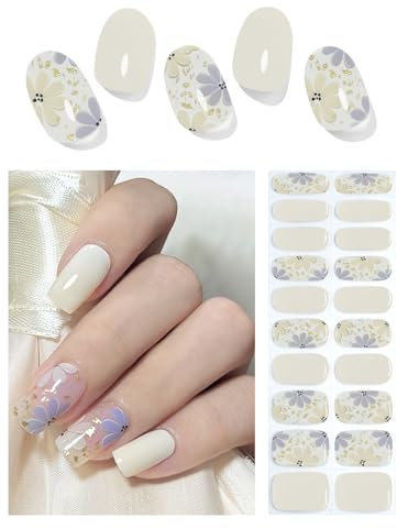 Wahrshei Nagelfolien | 20 Nude Flower UV Gel Nagelfolie | Nagelfolie Selbstklebend | Gel Nail Stickers, Gellack Wraps für Nagel