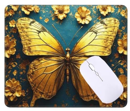 Mauspad Klein Gelber Schmetterling Mousepad, Schreibtischunterlage Kinder, Gaming Mauspad 90 X 60 cm rutschfest Wasserdicht VernäHte Kanten Mouse Pad, Verbessert Geschwindigkeit und PräZision T-5316