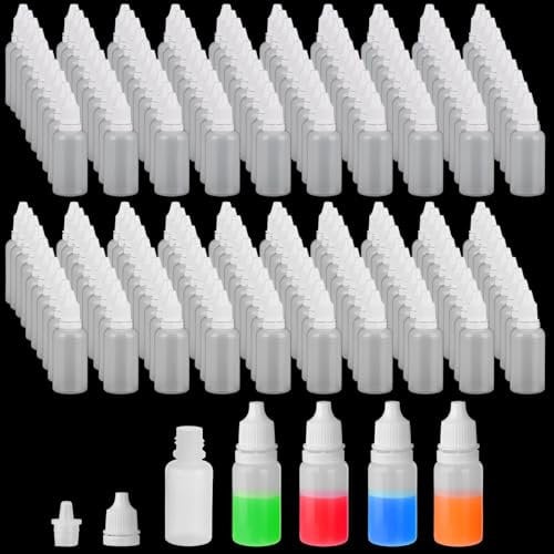 APACALI 250 Pack 10ml Dropper Bottles, Plastic, White, Translucent, Good Sealing, Precise Dosing, Durable & Reusable, Store and Dispense Various Liquids