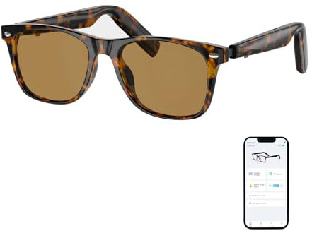 GetD Smart AI Gafas de Sol para Hombre o Mujer con Polarizadas Bluetooth AI Asistente Powered by ChatGPT, Traducción con AI, Inteligente Música Gafas (Montura Carey + Lentes Marrones)