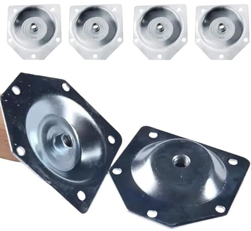 Mcoser 4pcs 12 Degree Leg Mounting Plates,Furniture Attachment Plate For Chair,Table,Sofa Leg Mounting Hardware,Sliver