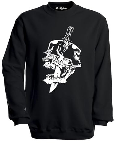 MAGLIERIA CONFORTI Felpa Girocollo Machete Rap Hip Hop Salmo Uomo Donna Ragazzi Unisex (IT, Testo, S, Regular, Regular, Nero)