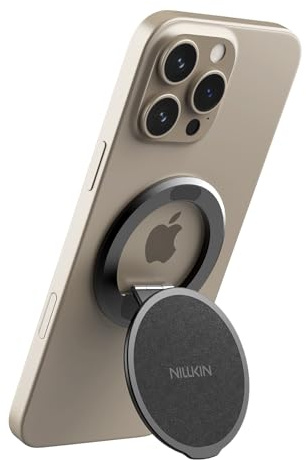 Nillkin Dual Magnetic Ring Phone Stand,Portable Magsafe Car Mount & Desk Stand, Adjustable Holder for iPhone 16/15/14/13 Series, Fits Gym/Wall/Mirror/Office(Metal Rings)-Black
