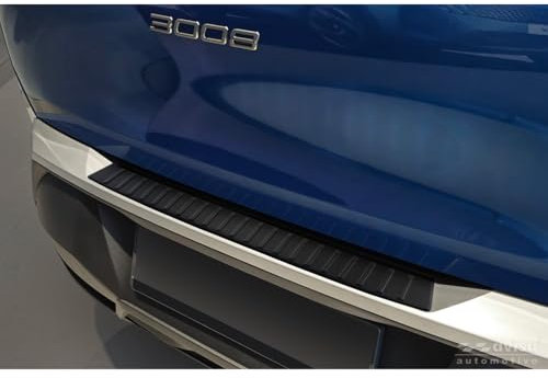 Avisa Protection de seuil arrière INOX Noir Mat Compatible avec Peugeot 3008 III 2024- 'Ribs'