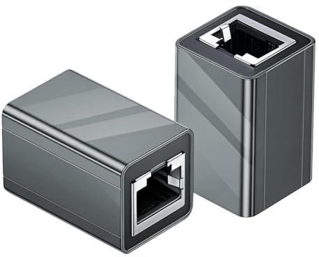 zoerbufan 2 Piezas Adaptador RJ45 10 Gigabit, LAN Cable de Extensión Ethernet Adaptador Conector, Conector RJ45 Hembra a Hembra para Cat8, Cat7, Cat6, Cat5, Cat5e PoE RJ45 Socket