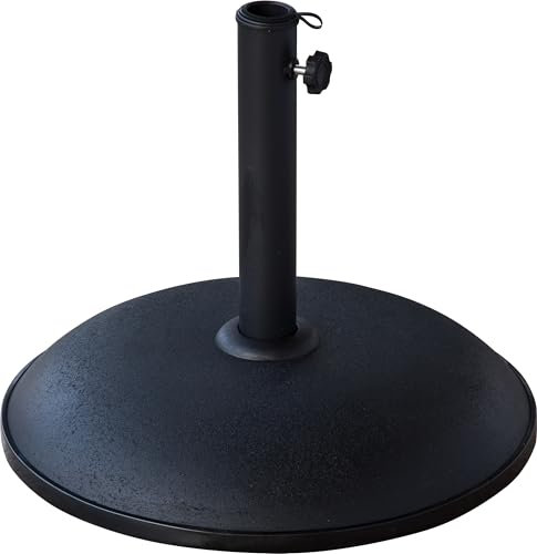 Pacific Lifestyle Piemonte Black Concrete Parasol Base | Heavy Duty Round Stand for Centre Pole Parasols | Weather Resistant Umbrella Base (15, Kilograms)
