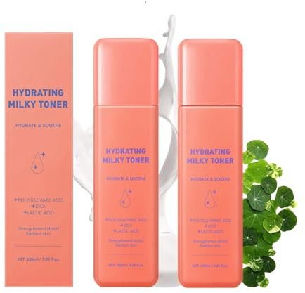 Milchiger Feuchtigkeits-Toner, Milky Toner, Cremige Textur für Trockene Haut, Stärkung der Hautbarriere, hochfeuchtigkeitsspendend, pH-Wert Ausgleichende Gesichtspflege, 100ml (100ml, 2pc)