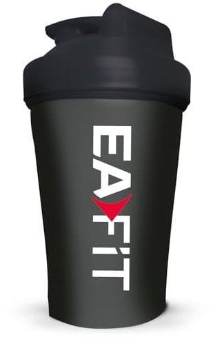 Shaker Protéine 400 ml Sans BPA – Shaker Gradué avec Mélangeur en Acier – Whey Protein, Pre Workout, Creatine – Shaker Plastique Anti-Fuite pour Sport et Fitness - Noir clair - EAFIT marque française