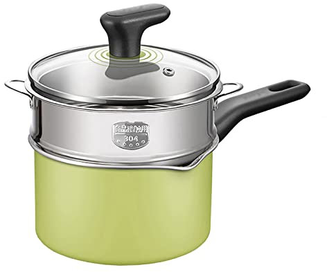 Milk Pan/Steamer Pan/Stock Pot/Maifan Non-Stick Cooking Pots/Saucepan，Cool Touch Handles，for Induction and Gas Hobs (16/18cm)(18cm)