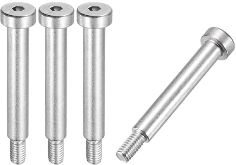 MECCANIXITY 4 Pcs 304 Stainless Steel Shoulder Bolt 8mm Shoulder Dia 50mm Shoulder Length M6x1 Thread Hex Socket Shoulder Bolts for Hydraulic Injection Molding Machinery Industries