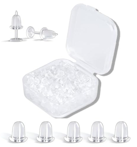 500pcs Clear Silicone Earring Backs, Soft Safety Backs for Studs & Hoops, Includes Storage Box for Jewelry Organization and Earring Protection