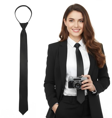 Matwsec Krawatte Schwarz 48x5cm Schwarze Krawatte Herren für Damen Büro Oder Mädchen Abschlussfeier Geschäftshochzeit