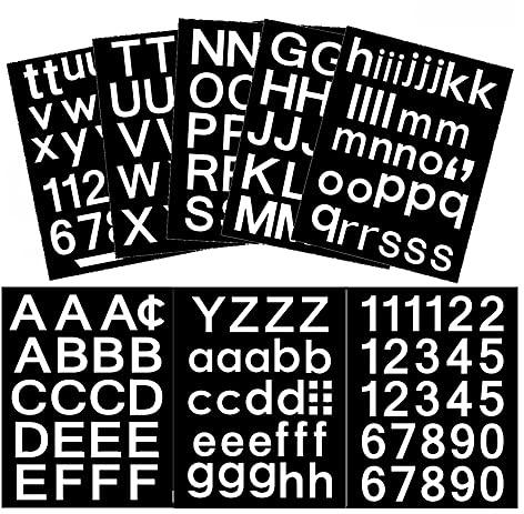 Ehwisbe 8 Sheets Self-Adhesive Vinyl Letters Numbers Kit, Mailbox Numbers Sticker for Mailbox,Signs,Window,Cars,Address Number