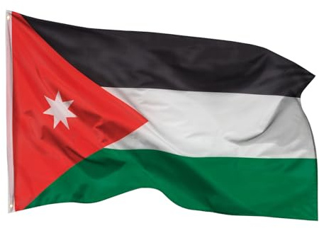 PHENO FLAGS Jordanien Flagge 90x150 cm – Wetterfeste Nationalflagge aus Polyester mit Doppelnaht & Metallösen