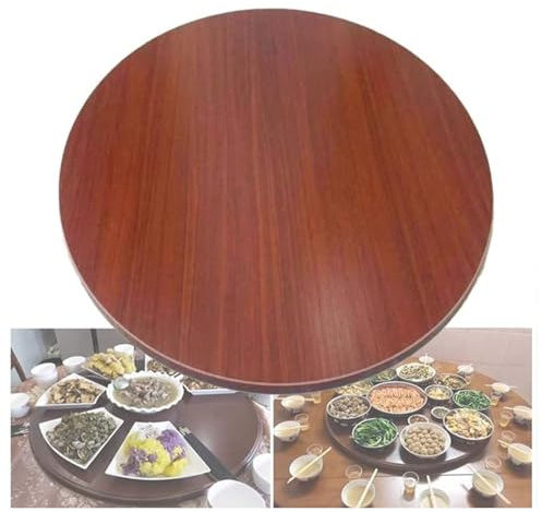 Bandeja Giratoria de Madera Lazy Susan, Organizador de Mesa Giratorio Redondo, Rotación de 360°, Ideal para Reuniones Familiares(Red,80cm/31.5in)