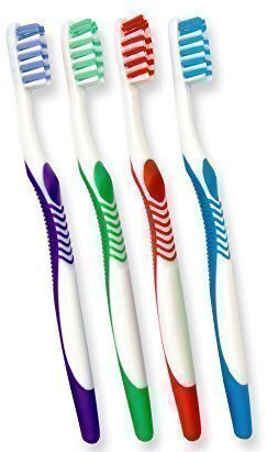 4 x kieferorthopädische Zahnbürste (Satz mit vier Farben) Einseitig, Konisch für Zahnspangen