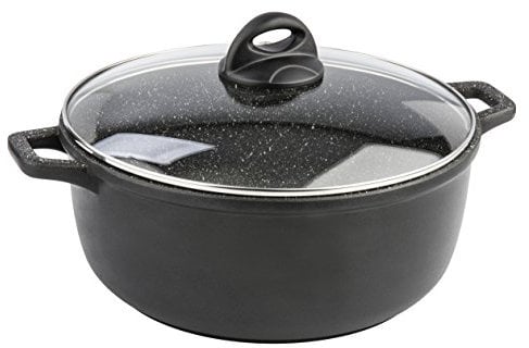 Barazzoni Le Cotture Speciali Cacerola de Dos Asas con Tapa, Aluminio, Negro, 28 cm